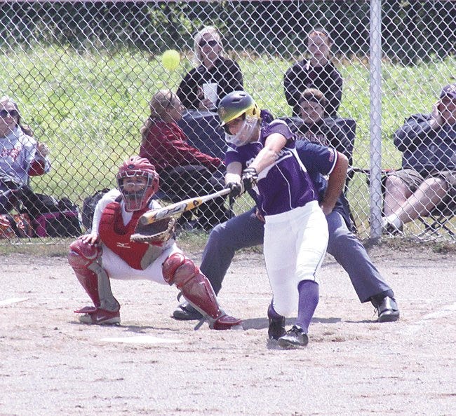 Bronson’s Skyler Sobeski drills a home run against Constantine in district action on Saturday morning.