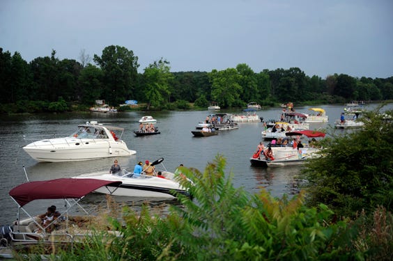 Boaters kick back and relax on the Coosa River at RiverFest June 11, 2011 in Gadsden, Ala. Another huge crowd of boaters is expected for RiverFest 2012 this weekend.