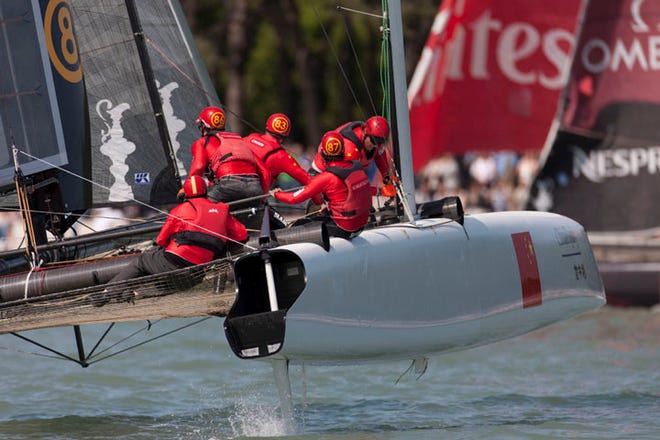 The team from China competes in the America's Cup World Series last month in Venice. The team