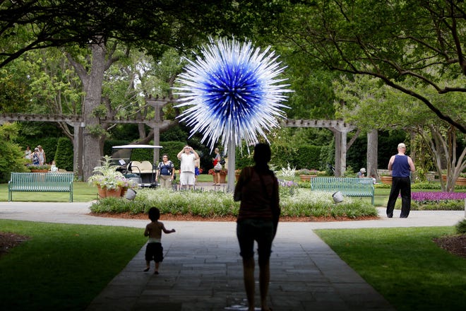 "The Dallas Star" is among the Dale Chihuly sculpture included in an exhibit of the famed glass artist's works on view now at the Dallas Arboretum on Friday, May 4, 2012. Photo by Bryan Terry, The Oklahoman BRYAN TERRY