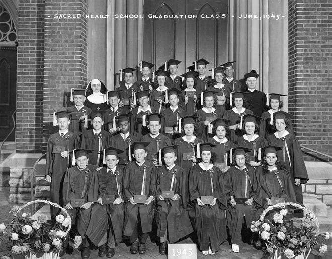 Sacred Heart School graduation class of June, 1945.