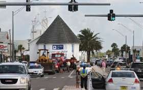 Church traffic took on a whole new meaning at the Beaches on Sunday as a 125-year-old Episcopal chapel was slowly moved down Third Street from Beaches Chapel School in Neptune Beach to its new site as part of the Beaches Museum and Historical Park in Jacksonville Beach.