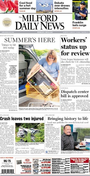 Front page of the Milford Daily News for 6/20/12