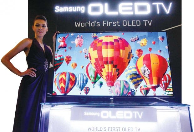 The 55-inch Samsung OLED, organic light-emitting diode, TV was shown in Seoul, South Korea, earlier this month. (AP PHOTO/AHN YOUNG-JOON)
