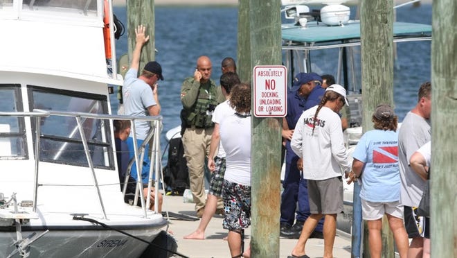The scene as a search is carried out for a missing diver off the Lake Worth Inlet.