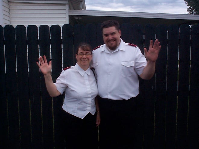 Captains Teri and Tim Nauta of the local Salvation Army wave goodbye as they prepare to move to their new assignment in Minot, N.D. They have served Fulton County for four years and plan to depart Monday with their four children. Minot is a 16-hour drive from Canton and has a population of 45,000. The Nautas will be replaced by Lt. Jennifer Clancon. She will be moving to Canton next week from Iowa City, Iowa.