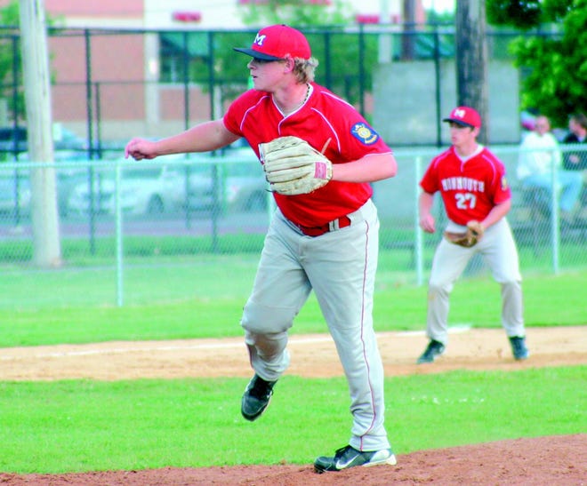 Tim Chick delivers a pitch earlier this season for the Monmouth Legion baseball team. Chick threw a complete game to get the victory over Macomb.