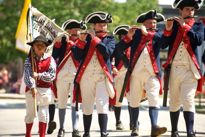 Members of the William Diamond Junior Fife and Drum Corps march in a past 4th of July parade in Franklin; this year’s parade is on Sunday, July 1, 2-3:30 p.m.