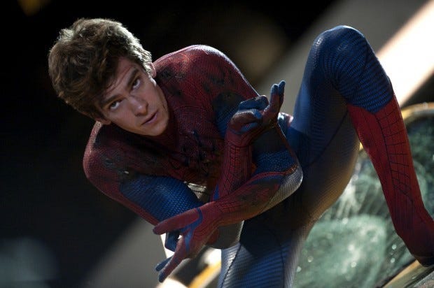 Andrew Garfield is shown in a scene from "The Amazing Spider-Man."