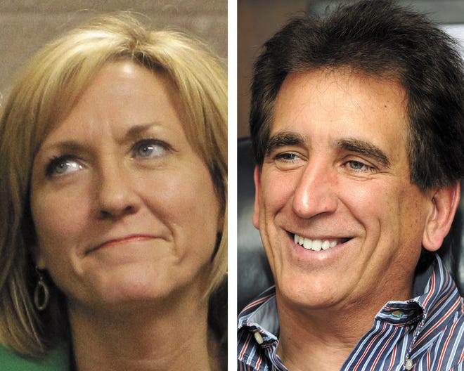 U.S. Rep. Betty Sutton (left) is challenging U.S. Rep Jim Renacci in November to represent the new 16th U.S. Congressional district. Sutton's district has been eliminated by redistricting.