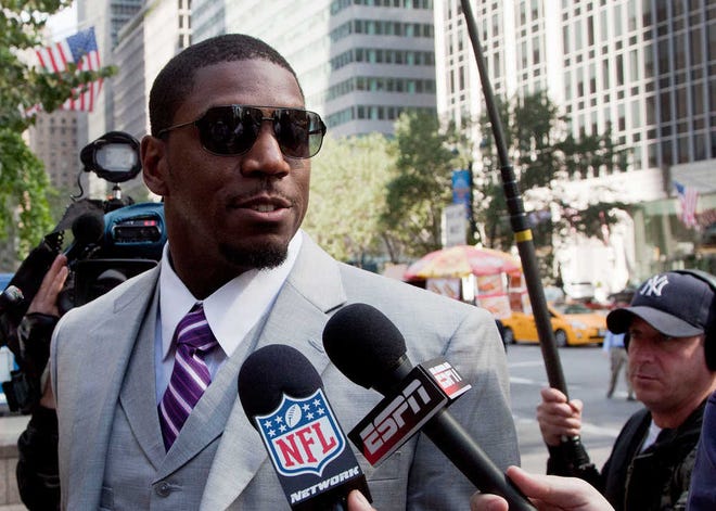 FILE - New Orleans Saints linebacker Jonathan Vilma arrives at the National Football League's headquarters, in this June 18, 2012 file photo taken in New York. Vilma is suing the NFL in federal court, claiming Commissioner Roger Goodell failed to make a timely appeal ruling regarding Vilma's season-long suspension in connection with the league's bounty investigation. The lawsuit filed Saturday night June 30, 2012 in U.S. District Court in New Orleans also asks for a temporary restraining order to allow Vilma to continue working if Goodell upholds the suspension. It is the second lawsuit Vilma has filed in the matter. (AP Photo/Mark Lennihan, File)