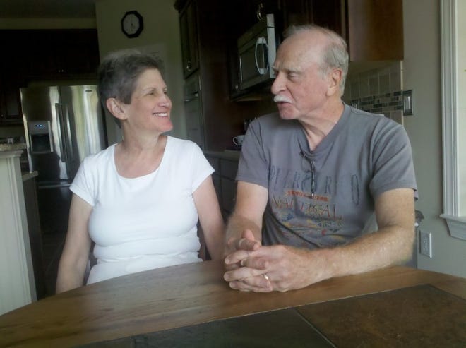 bob and Irene Beh, sharing a moment at home in Medford, N.J.