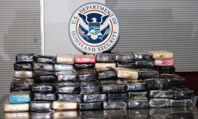 The wrapped packages of cocaine found inside a cargo container in Jacksonville.