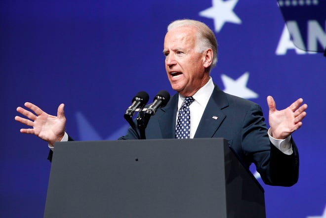 Vice President Joe Biden speaks at the National Council of La Raza convention at the Mandalay Bay Convention Center in Las Vegas on Tuesday. (AP Photo/Las Vegas Review-Journal, John Locher, Pool)