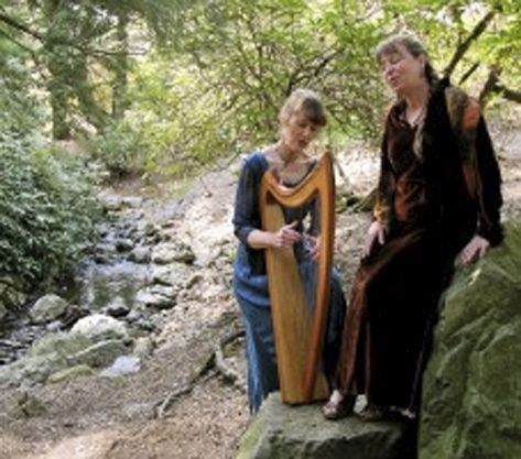 Oracle award-winning storyteller Diane Edgecomb accompanied by Margot Chamberlain on Celtic harp.