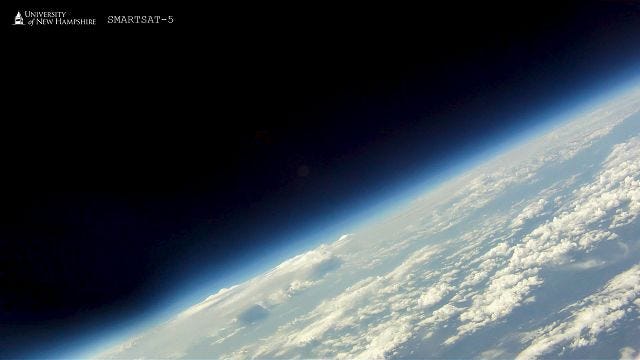 Courtesy photo
Earth from an altitude of 20 miles (105,600 feet), photographed by cameras onboard a scientific balloon launched by high school students participating in the University of New Hampshire¿s Project SMART.