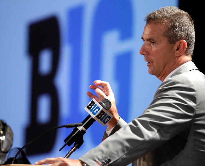 Ohio State coach Urban Meyer speaks Thursday during Big Ten Media Day.