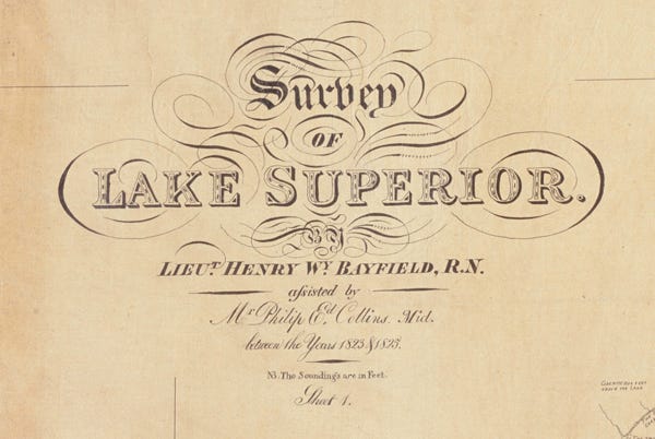 A “Welcome Home Reception” for Bayliss Library’s Chart of Lake Superior on Saturday, August 4, at 1 p.m.