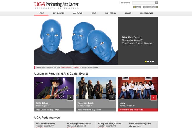 Screenshot of www.pac.uga.edu taken on August 1, 2012.