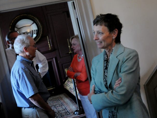 Joy Allen, new executive director of the statewide Colonial Dames, is seen at the Burgwin-Wright House in Wilmington on July 3, 2012.