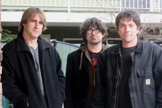 “You grow up and you write about what moves you,” says Lou Barlow (center).