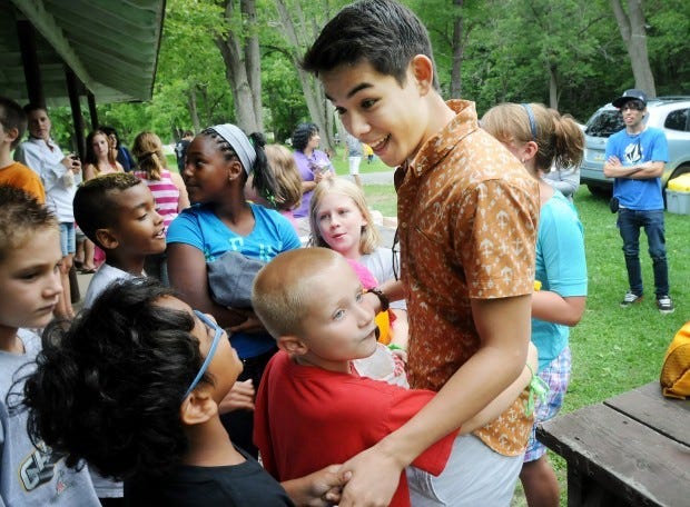 Ryan Potter, teenage star of Nickelodeon's "Supah Ninjas" visits local kids at Bradys Run Park during the Beaver County Big Brothers/Big Sisters picnic Saturday afternoon. During his visit he signed autographs and spoke about being a "little" in the Big Brothers/Big Sisters program.