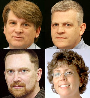 Clockwise from top left: Editor Tom Martin, Assistant Editor Jay Redfern, Assignment Editor Lisa Coon and Local News Editor Rob Buck.
