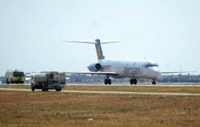 An Allegiant jet makes an emergency landing Wednesday at Rick Husband Amarillo International Airport.