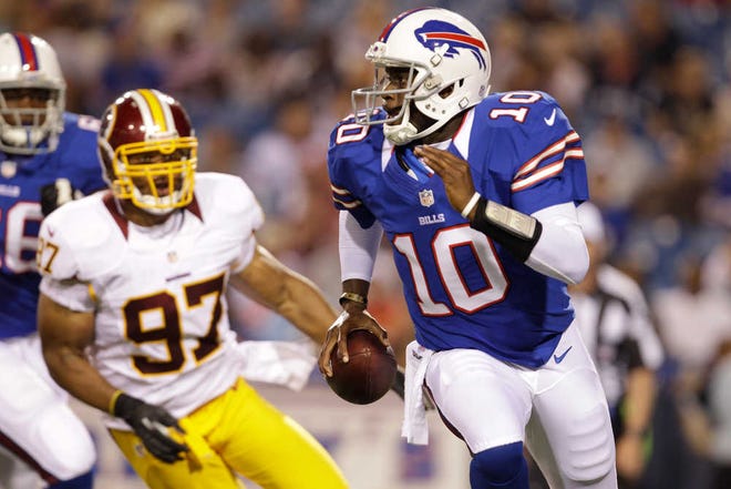 The Buffalo Bills' Vince Young runs against the Washington Redskins during the second half of a preseason game Aug. 9 in Orchard Park, N.Y.