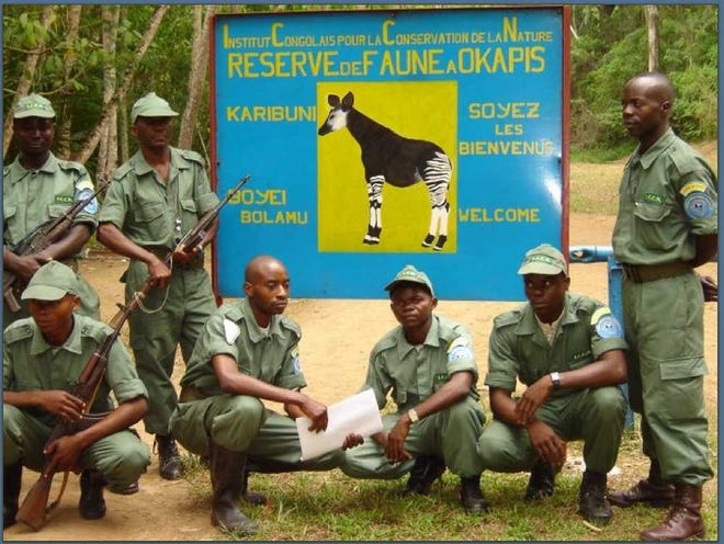 Photos provided by John Lukas Security guards at the Okapi Wildlife Preserve in the Democratic Republic of the Congo.