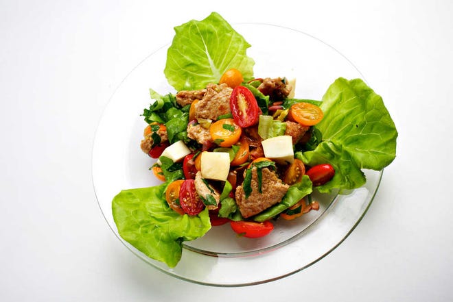 Herbed Pita Bread Salad is a good way to revive stale pita bread. (Photo for The Washington Post by Deb Lindsey.)