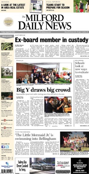 Front page of the Milford Daily News for 8/24/12