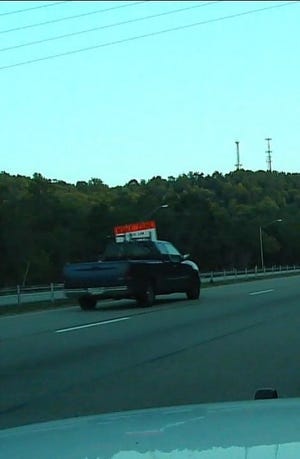 State police believe this truck, captured on video from a trooper's vehicle camera, was involved in the hit-and-run on I-376 in Hopewell.
