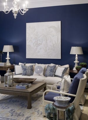 Always right, blue and white sparkle in a beach house makeover inspired by the blue of a trophy swordfish. Photo: Josh Gibson