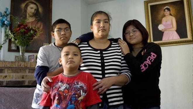 Ignacia Eduardo, center, is a single mother in Northeast Austin who is raising her three children, Alejandro, left, Cristian and Suleima. The family learned this summer that Alejandro has extremely small kidneys, and the 18-year-old is on dialysis treatments and needs to have a kidney transplant.