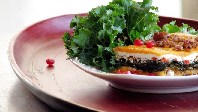 Kale and Sweet Potato Terrine offers colors of the season with sweet and savory flavors.