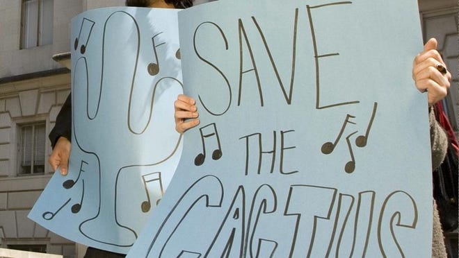 Students rallied Friday on the University of Texas' West Mall in support of the Cactus Cafe.