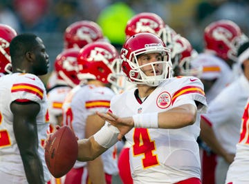 Kansas City Chiefs' rookie Alex Tanney throws before an NFL preseason game against the Green Bay Packers on Thursday in Green Bay.