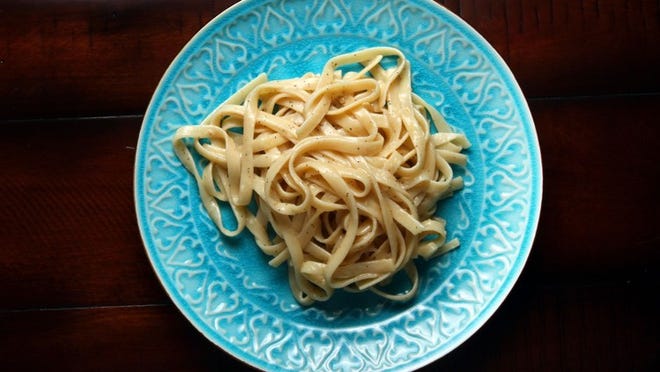 Pasta prepared in a “cacio e pepe,” or cheese and pepper sauce is as simple as it is delicious. (Photo by Libby Volgyes)