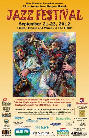 2012 promotional poster for The 12th Annual New Smyrna Beach Jazz Festival