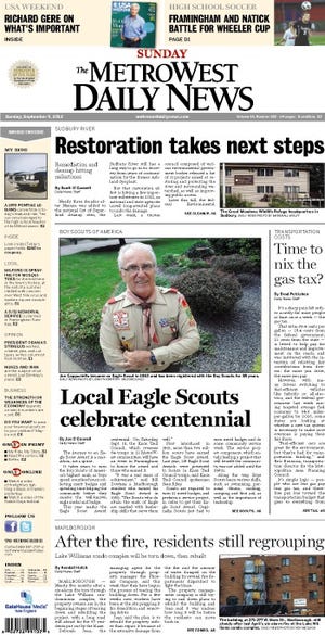 The front page of the MetroWest Daily News for 9/9/12