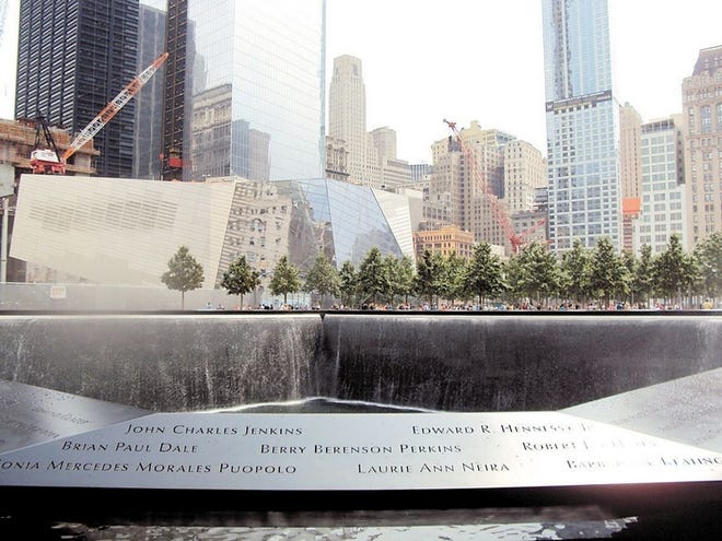 The Ground Zero Memorial was built where the Twin Towers of the World Trade Center stood in Manhattan.