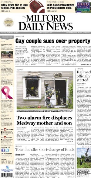 Front page of the Milford Daily News for 9/11/12