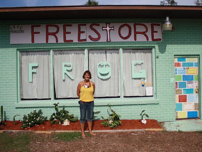 Dawn Hurst-Clark, found of FROG Ministries, stands outside its Free Store at 415 N. Ridgewood Ave. in Edgewater.