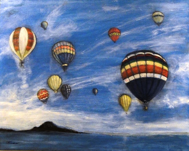 3rd Place winner is by Joyce Goodman of Natick with her 24x30 Acrylic titled “Up Up and Away."