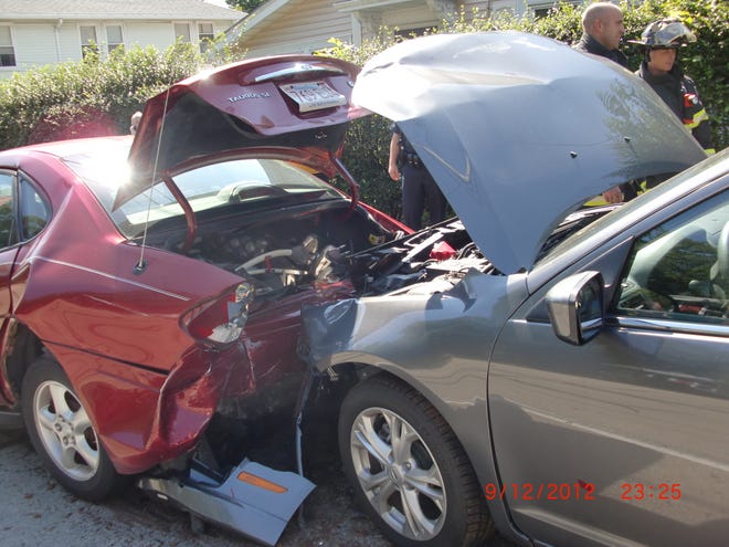 A driver hit two parked cars on Commercial Street in Weymouth Thursday morning. he was taken to the hospital.