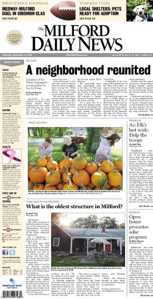 Milford Daily News front page 9/15/12
