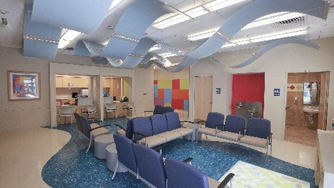 Waiting area inside the new Nicklaus Outpatient Center at Legacy Place in Palm Beach Gardens. The 22,500 square foot facility cost $3.5 million and offers a variety of pediatric care services, namely occupational, physical, and speech-language therapy.