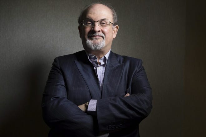 Author Salman Rushdie, who is promoting a new memoir, says death threats against him are the products of an "outrage industry."
