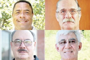Four candidates are vying for two seats on the Weed City Council, including (clockwise, starting from top left) Stacey R. Green, Chuck Sutton, Bob Hall and Andy Grossman.